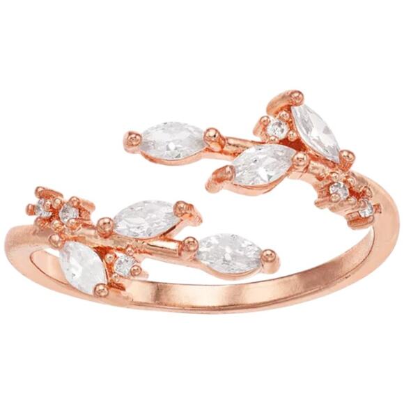 LC Lauren Conrad Cubic Zirconia Leaf Wrap Ring 7 NWT - Picture 4 of 5